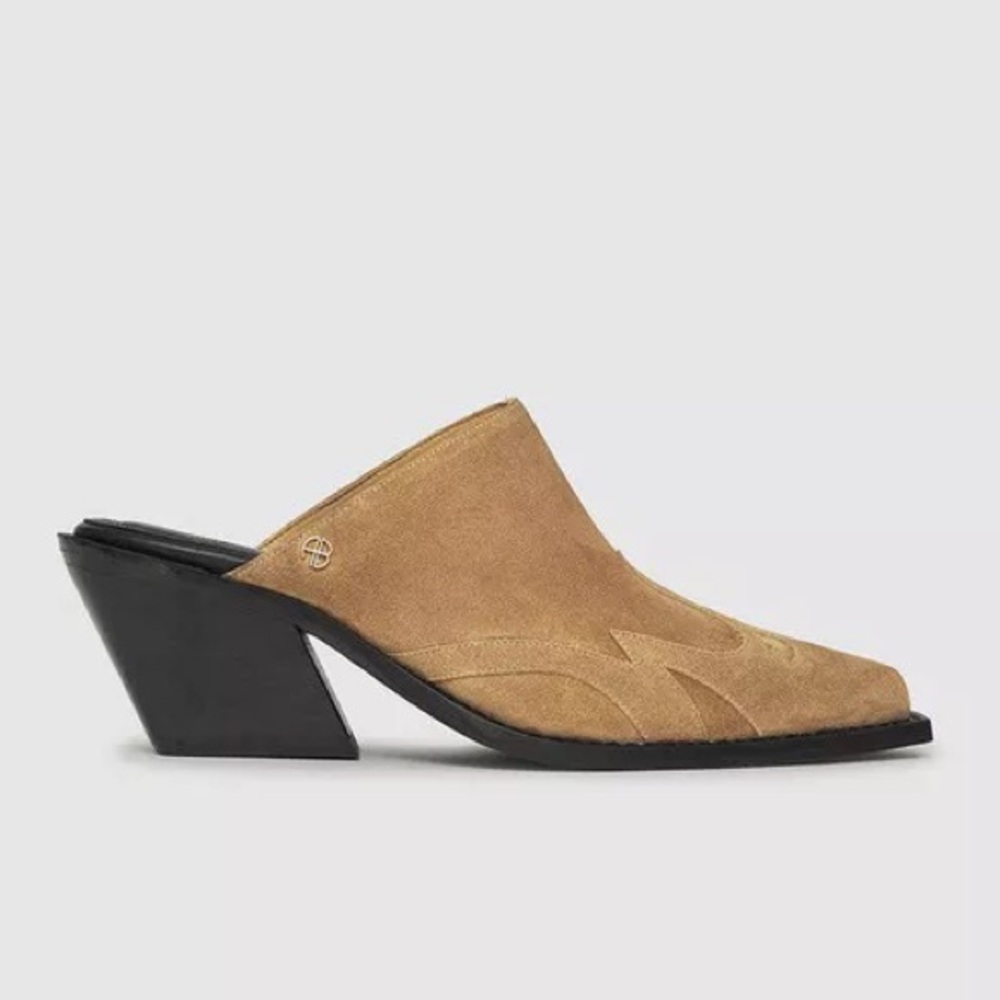 $450 Anine Bing Western Tania Mules in Camel Suede US 6 / 36